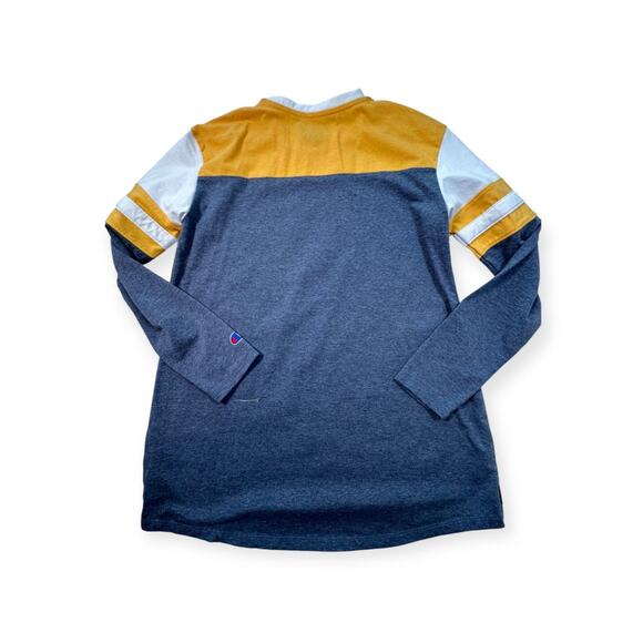 Champion Yellow/Grey Crew Neck Long Sleeve‎ 63% Polyester, 5% Spandex T-Shirt S - Picture 2 of 8